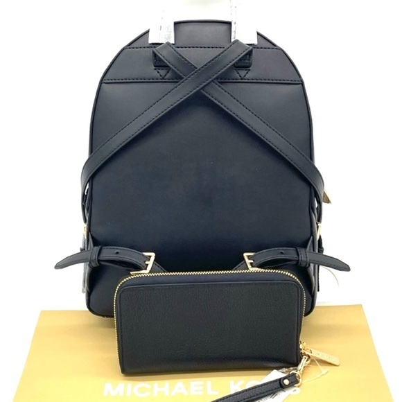 Michael Kors Medium Jaycee Backpack & MF Phone Case Wallet Black Leather Black - Picture 8 of 11